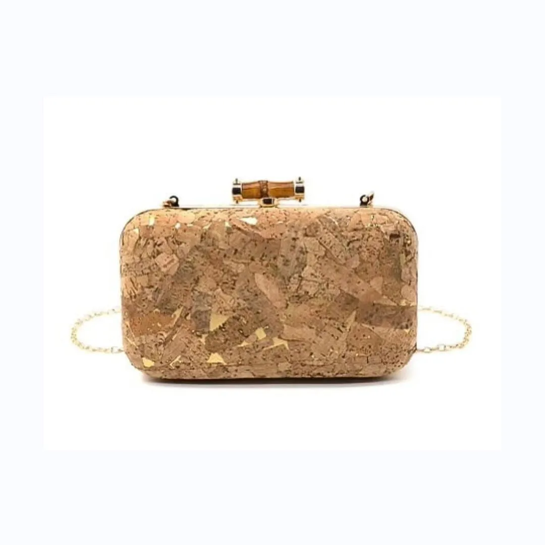 Gold Flecked Cork Clutch