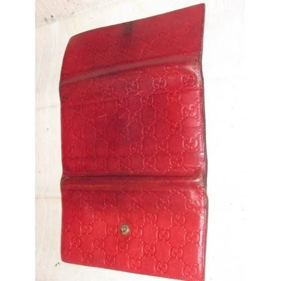 Gucci Deep Red Leather With An Embossed G Print Xl Designer Wallet