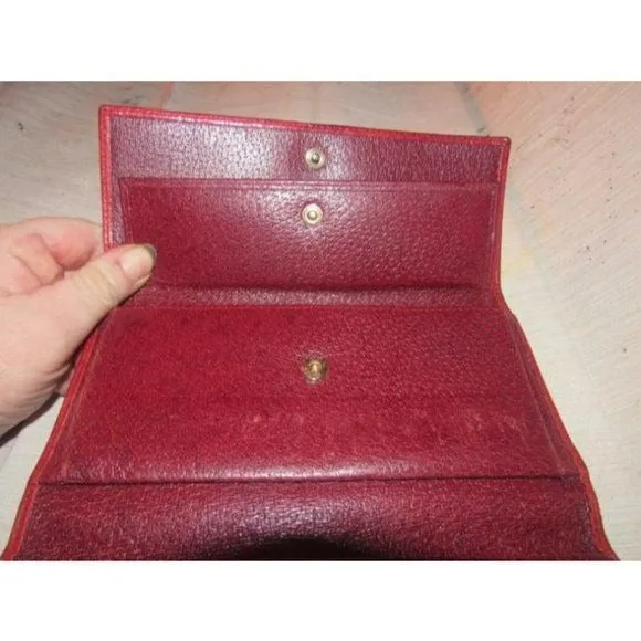 Gucci Deep Red Leather With An Embossed G Print Xl Designer Wallet