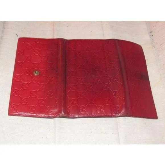 Gucci Deep Red Leather With An Embossed G Print Xl Designer Wallet