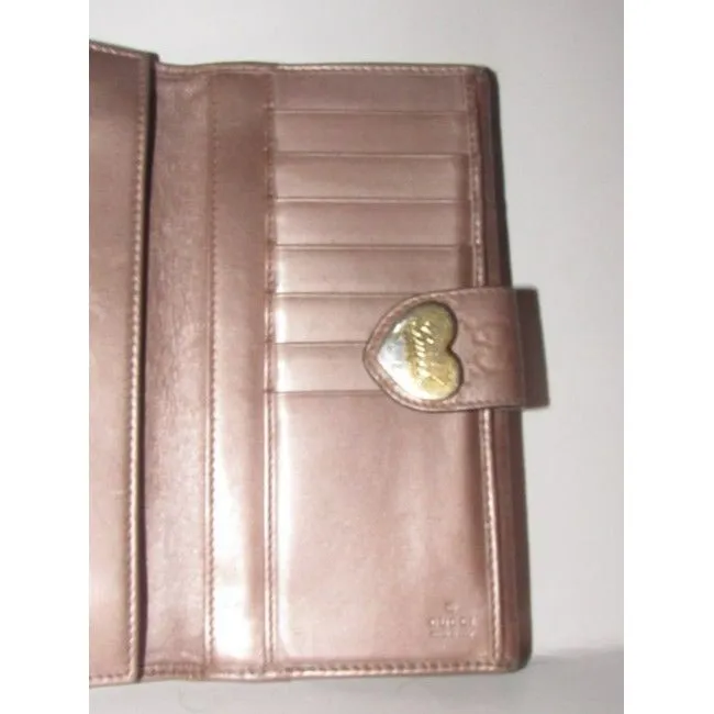 Gucci Iridescent Pink W G Print Xl Continental Tri Fold Wallet