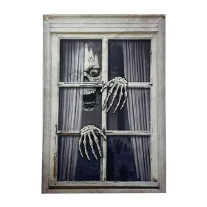 Halloween Fake Window Scary Skeleton Wall Decoration