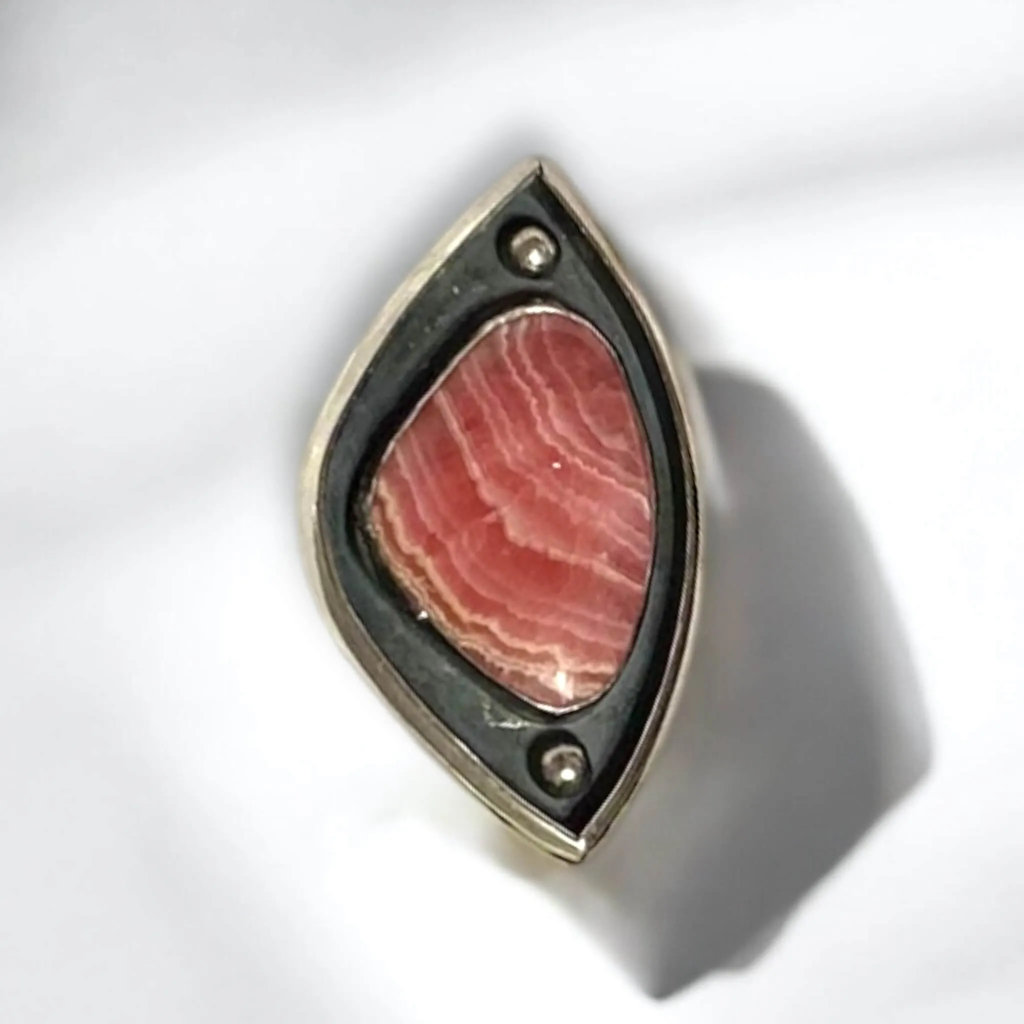 Handcrafted Natural Rhodochrosite Big Ring