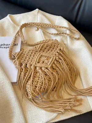Handmade Macrame Fringe Shoulder Bag