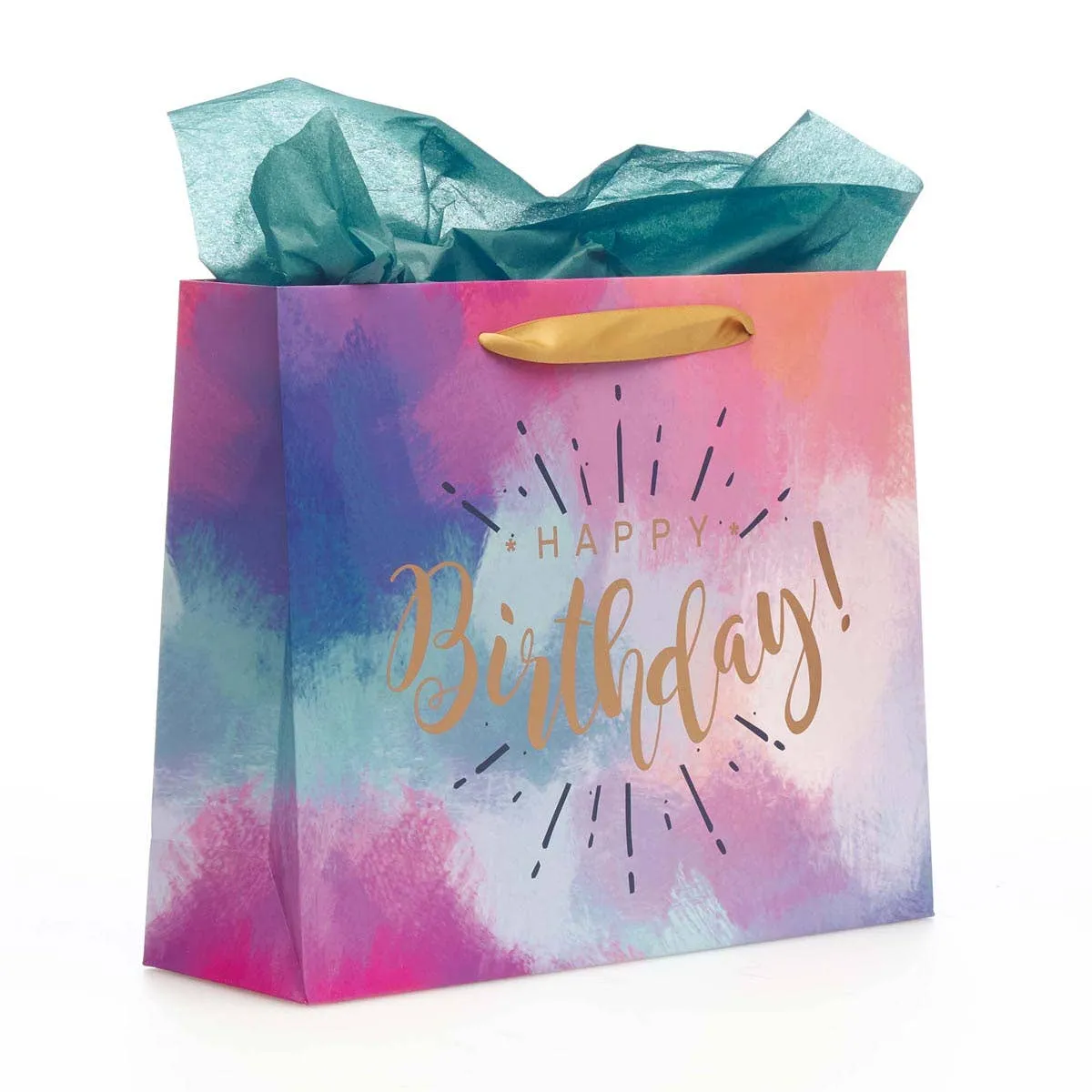 Happy Birthday Multicolored Large Gift Bag Set with Card