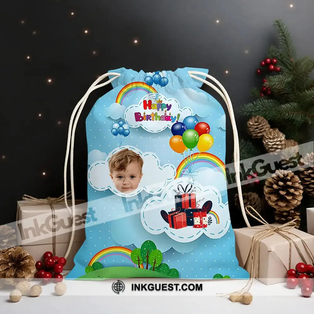 Happy Birthday Sky Bag Personalized Christmas String Bag