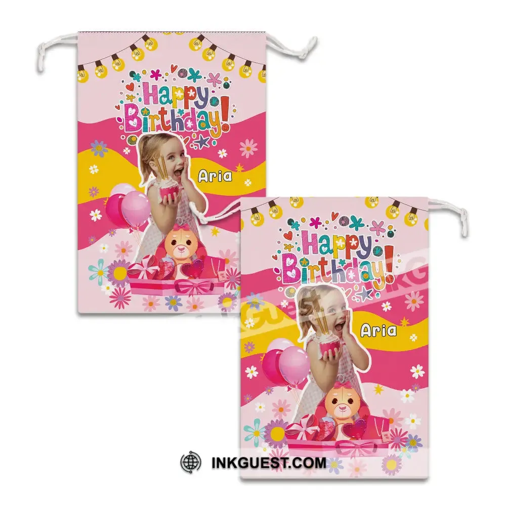Happy Cute Kid Birthday Bag Personalized Christmas String Bag