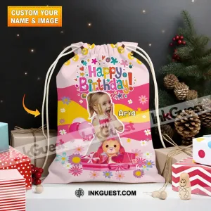 Happy Cute Kid Birthday Bag Personalized Christmas String Bag