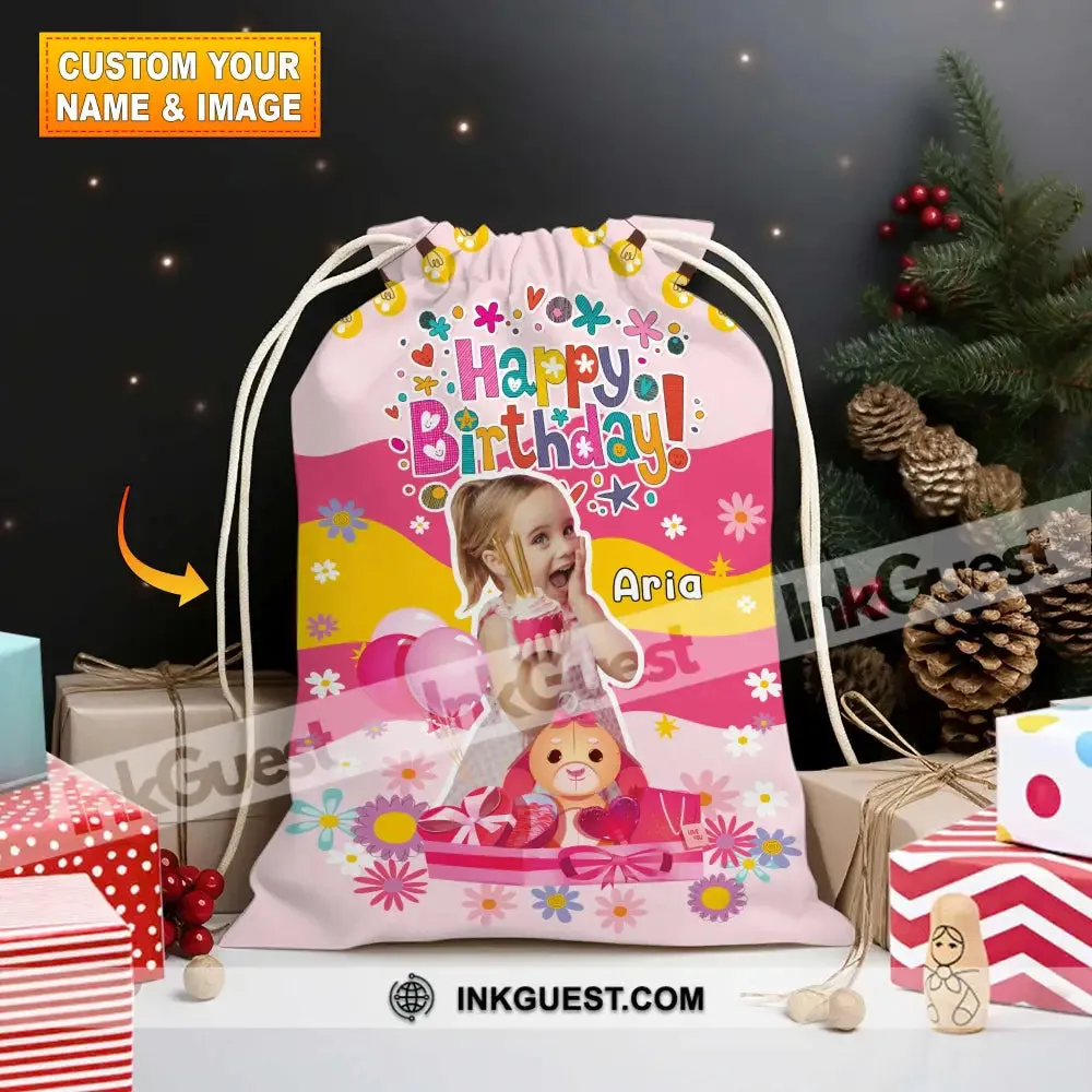 Happy Cute Kid Birthday Bag Personalized Christmas String Bag
