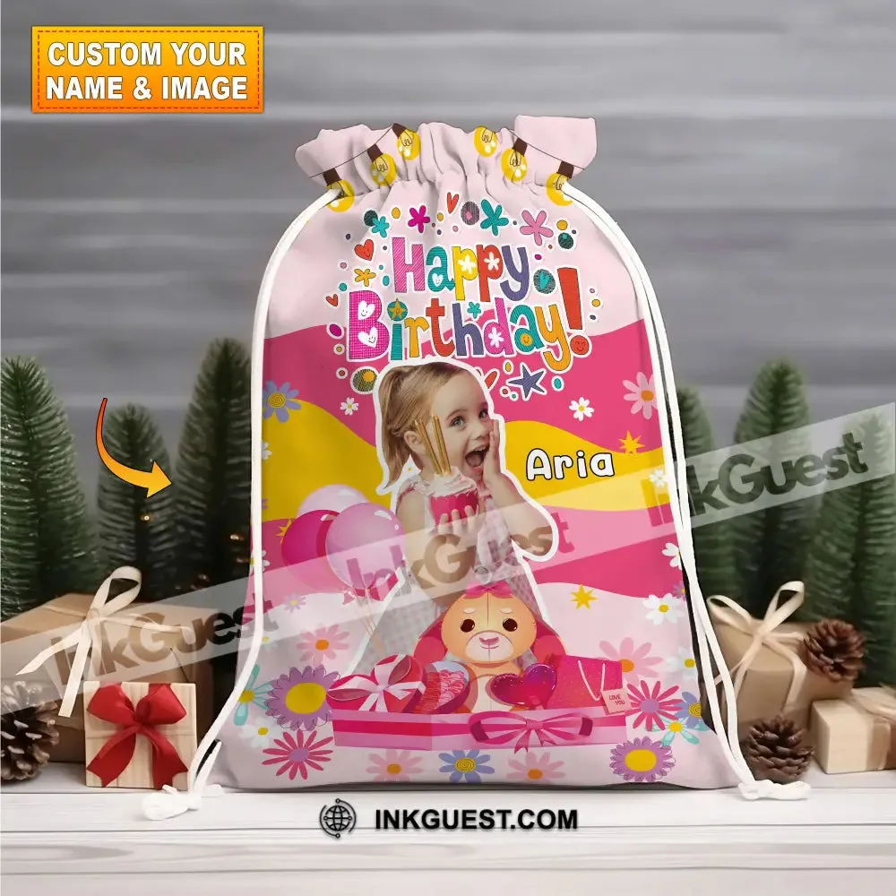 Happy Cute Kid Birthday Bag Personalized Christmas String Bag