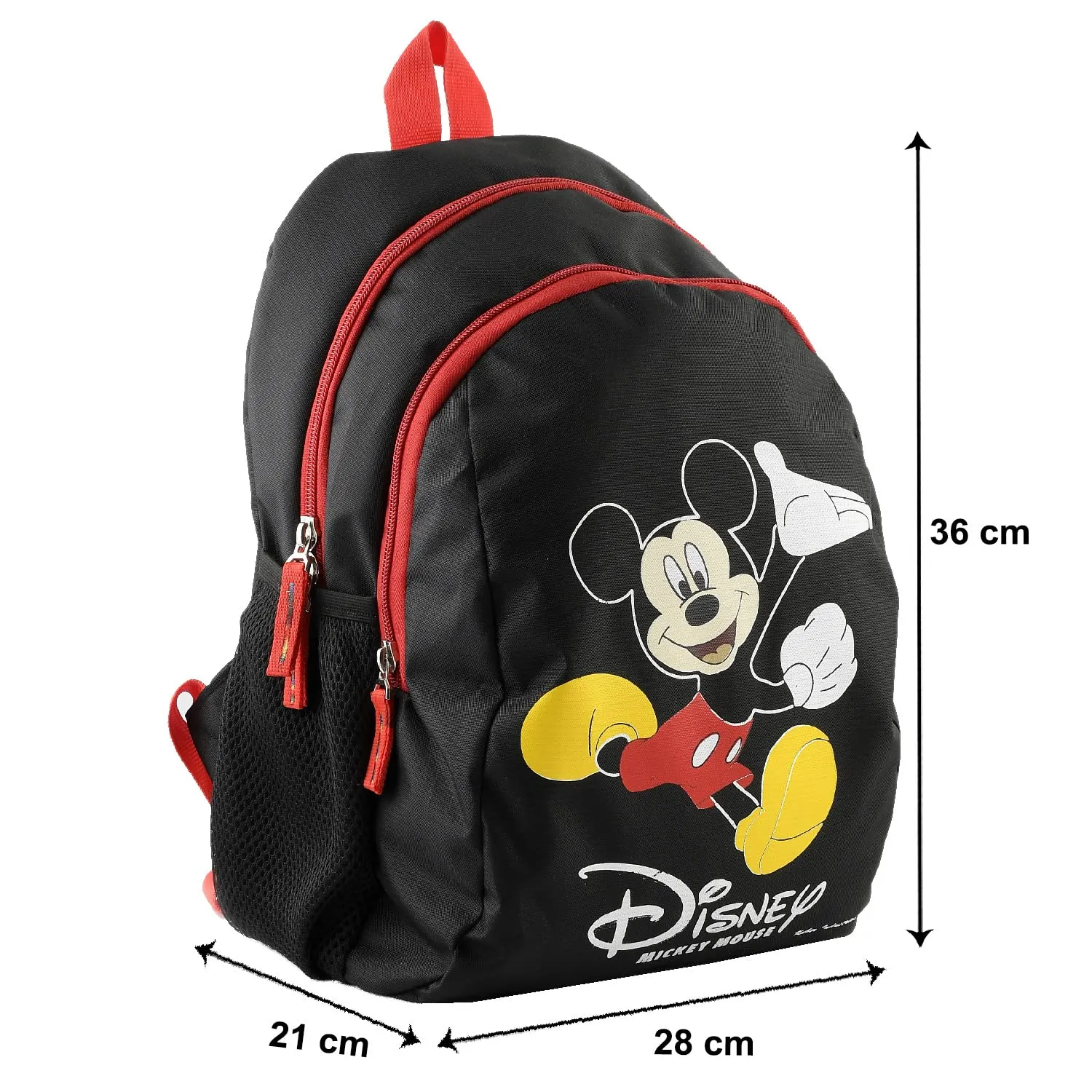 Heart Home Polyester Waterproof Disney Mickey Mouse Print Backpack|Sturdy School Bag For Kids,14 Inch (Black)