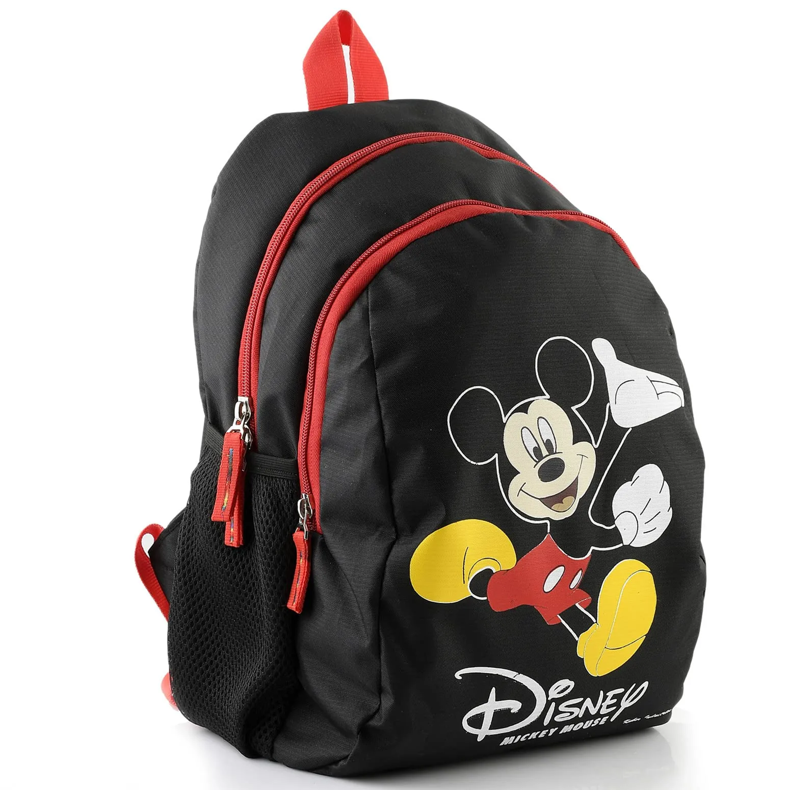 Heart Home Polyester Waterproof Disney Mickey Mouse Print Backpack|Sturdy School Bag For Kids,14 Inch (Black)