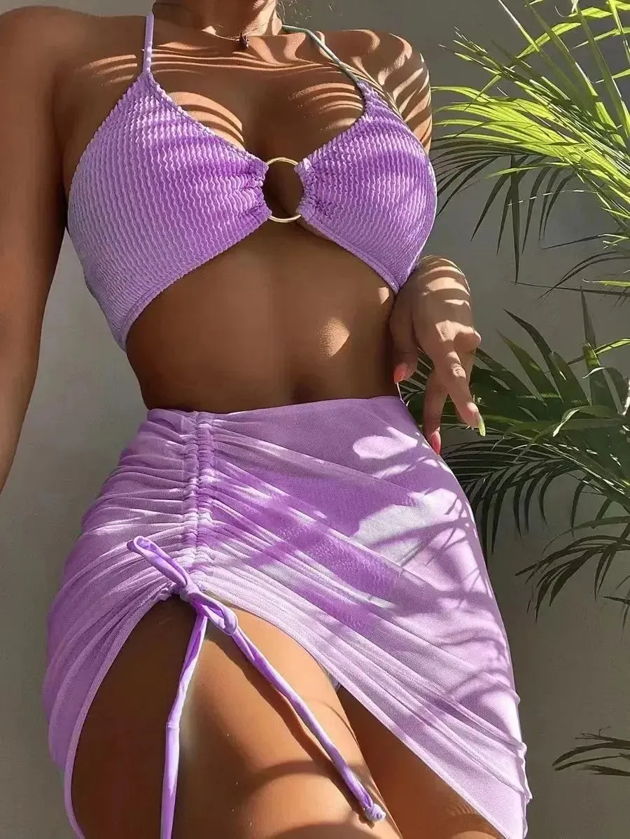High Waist Bikini Women's 3-Piece Swimsuit
