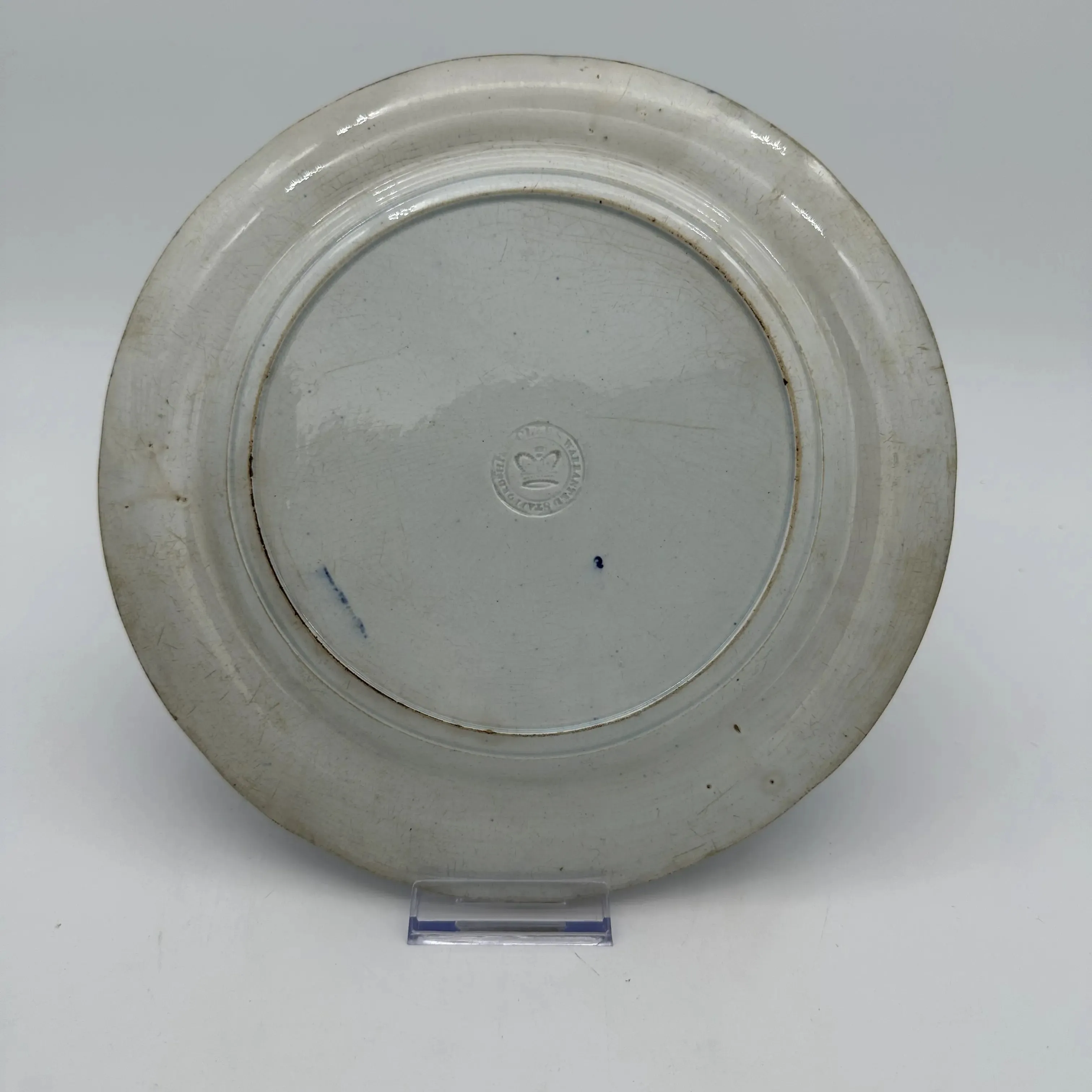 Historical Staffordshire blue plate showing the landing of Gen. Lafayette at Castle Garden in New York in 1824