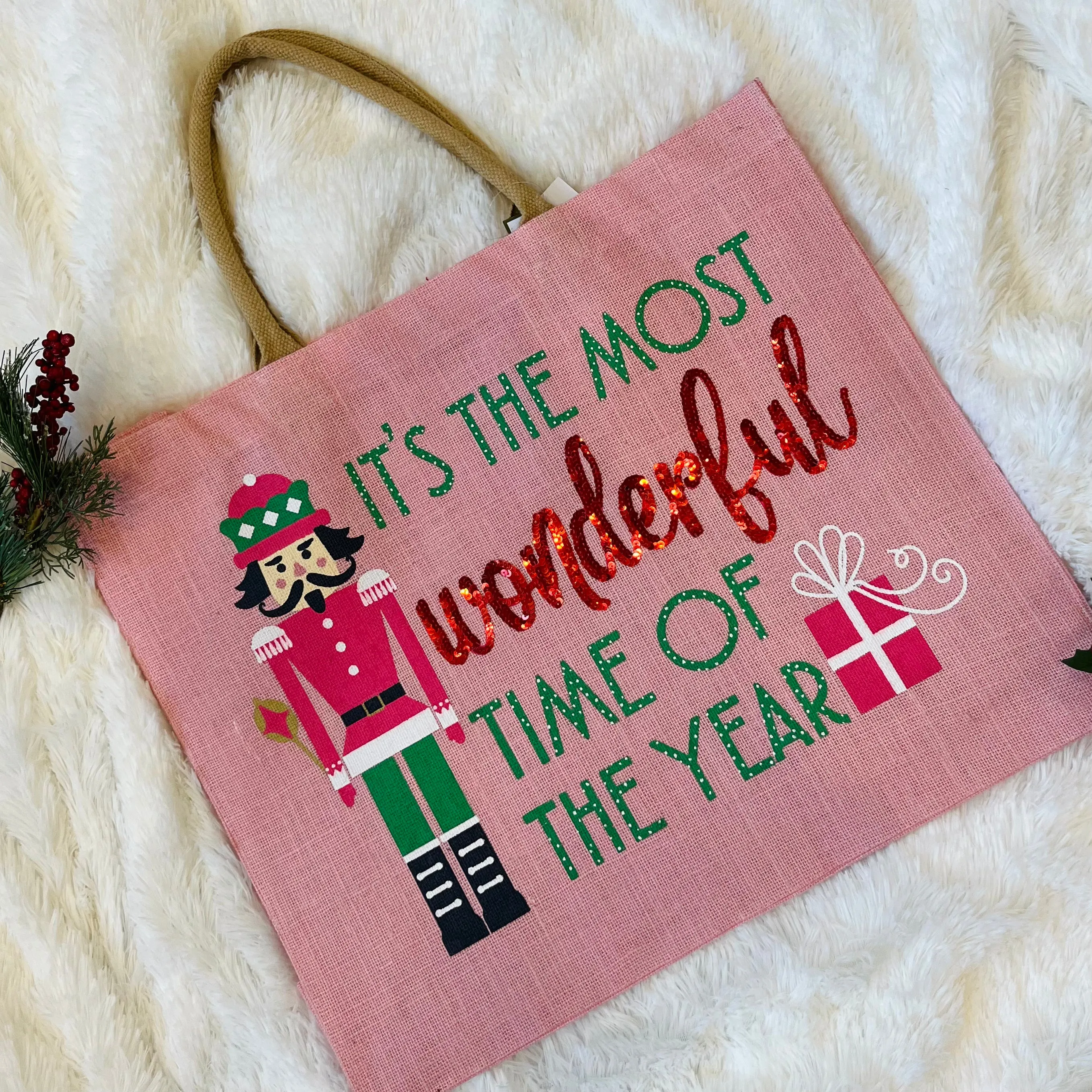 Holiday Season Printed Canvas Tote Bag