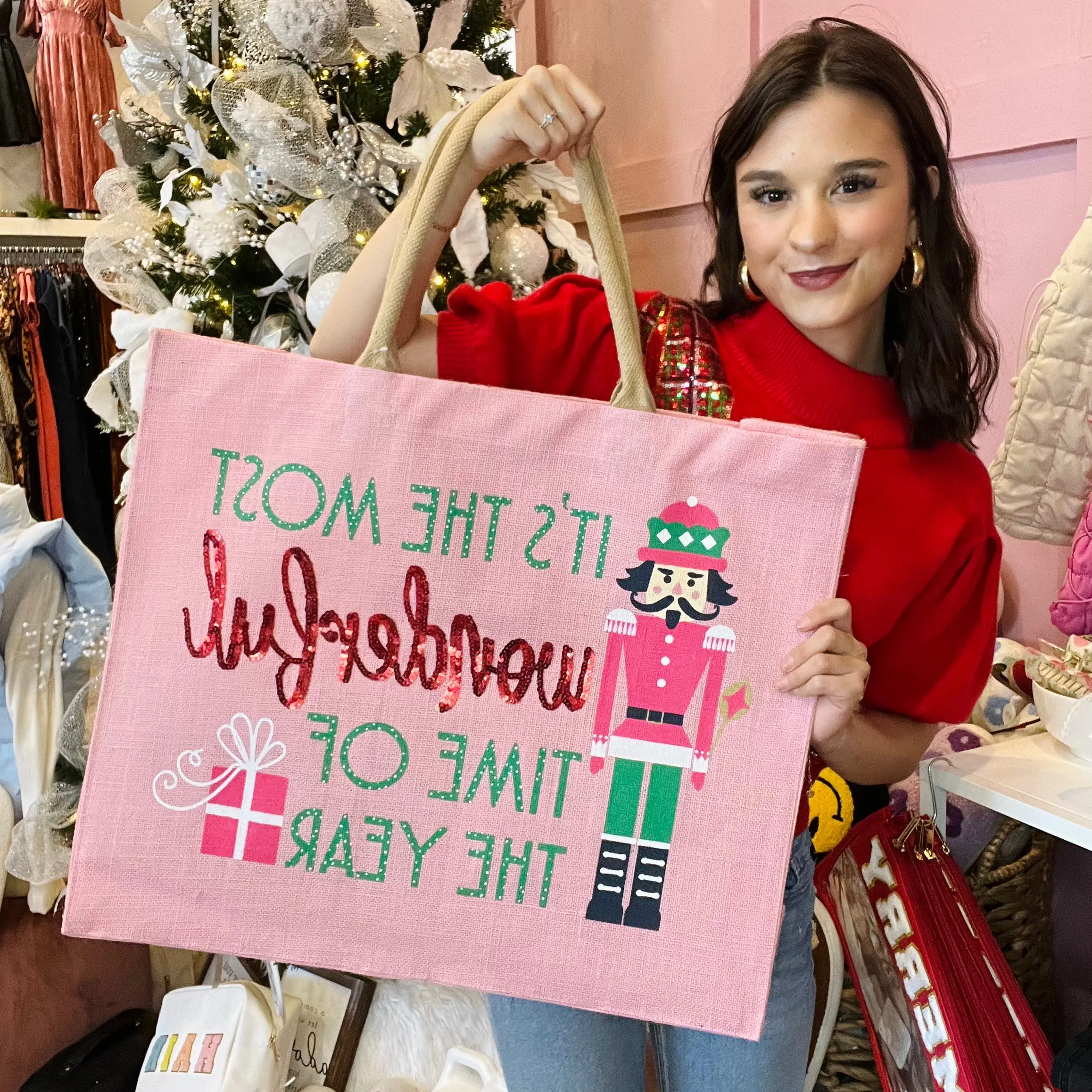 Holiday Season Printed Canvas Tote Bag
