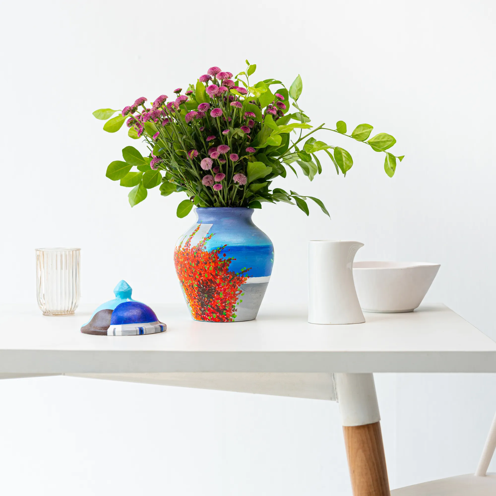 Into the Aegean sea- Handpainted Flower Pot