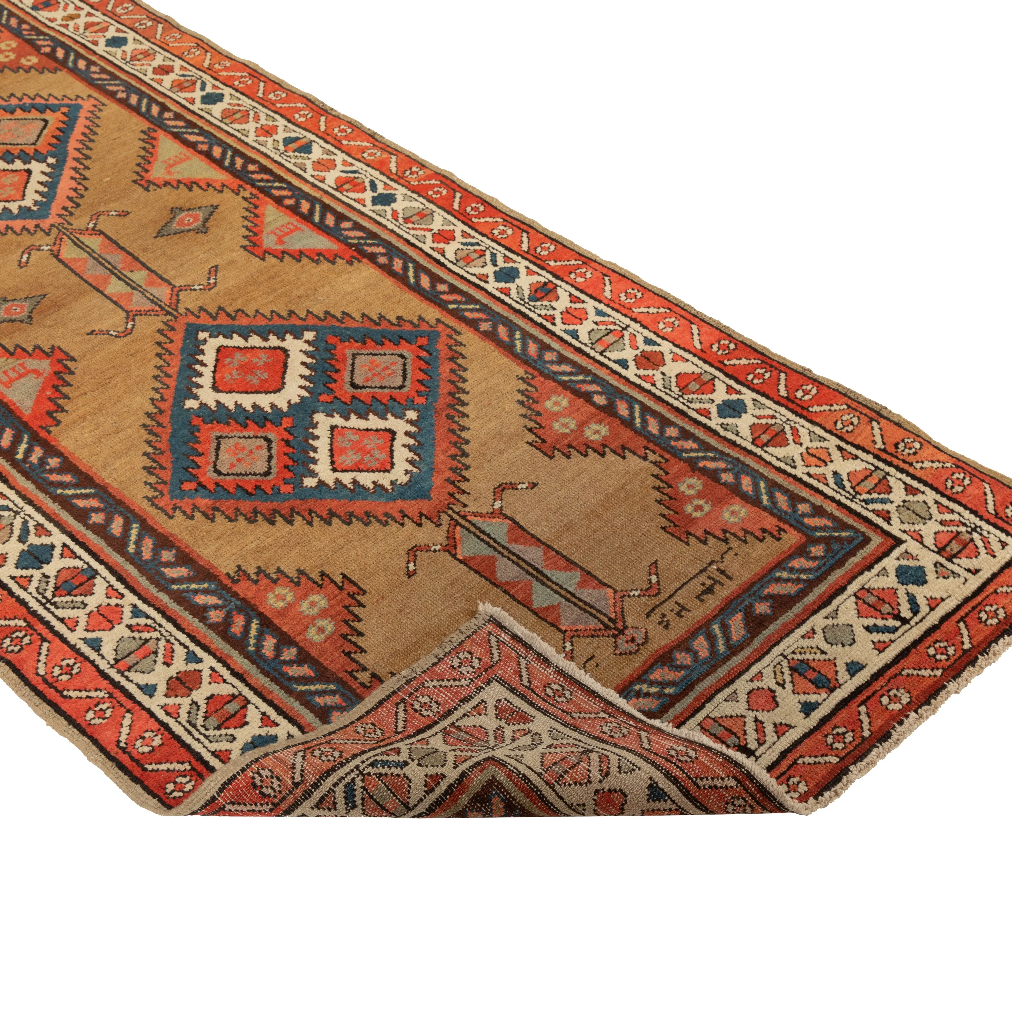Ivory Antique Persian Sarab Runner - 3'5" x 10'3"