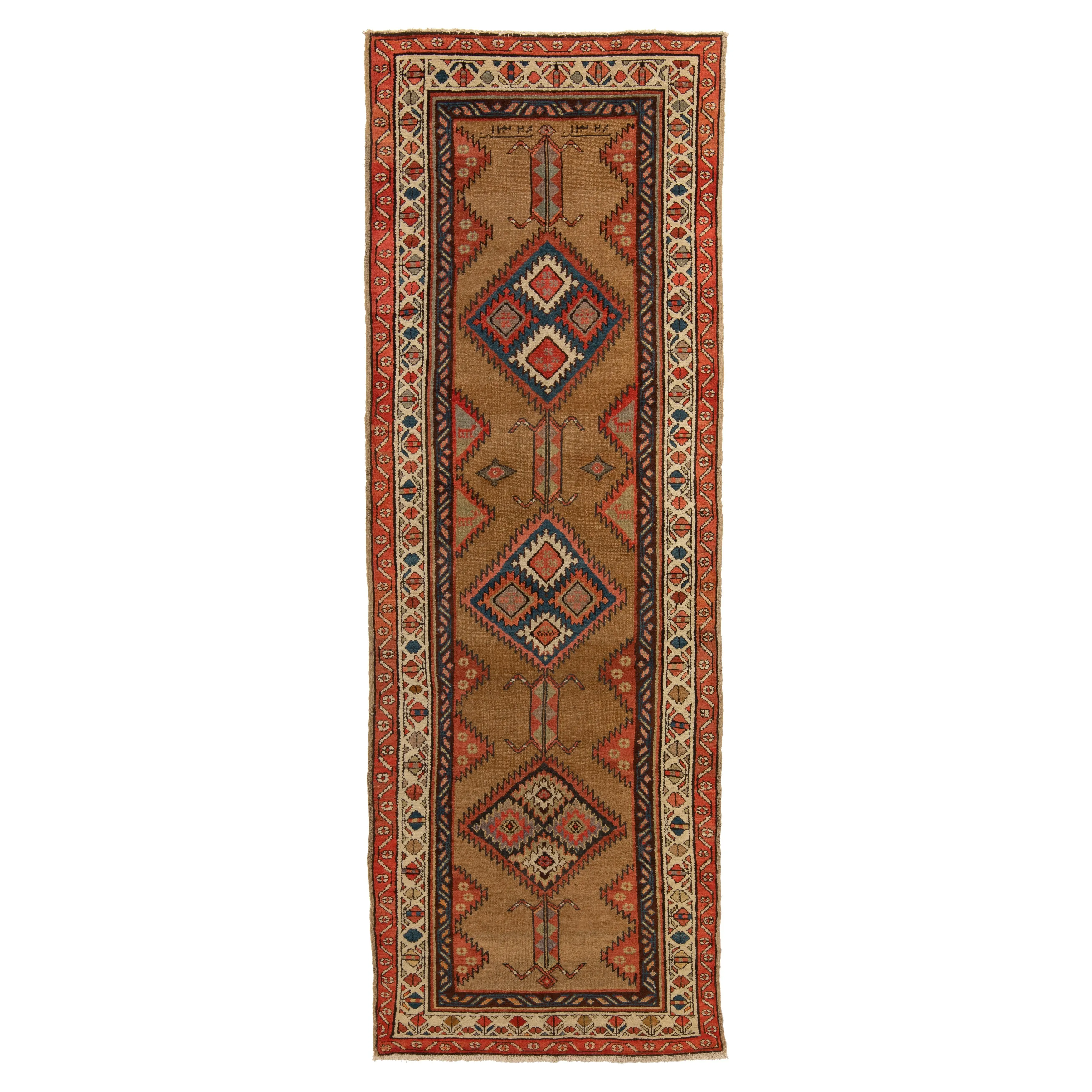 Ivory Antique Persian Sarab Runner - 3'5" x 10'3"