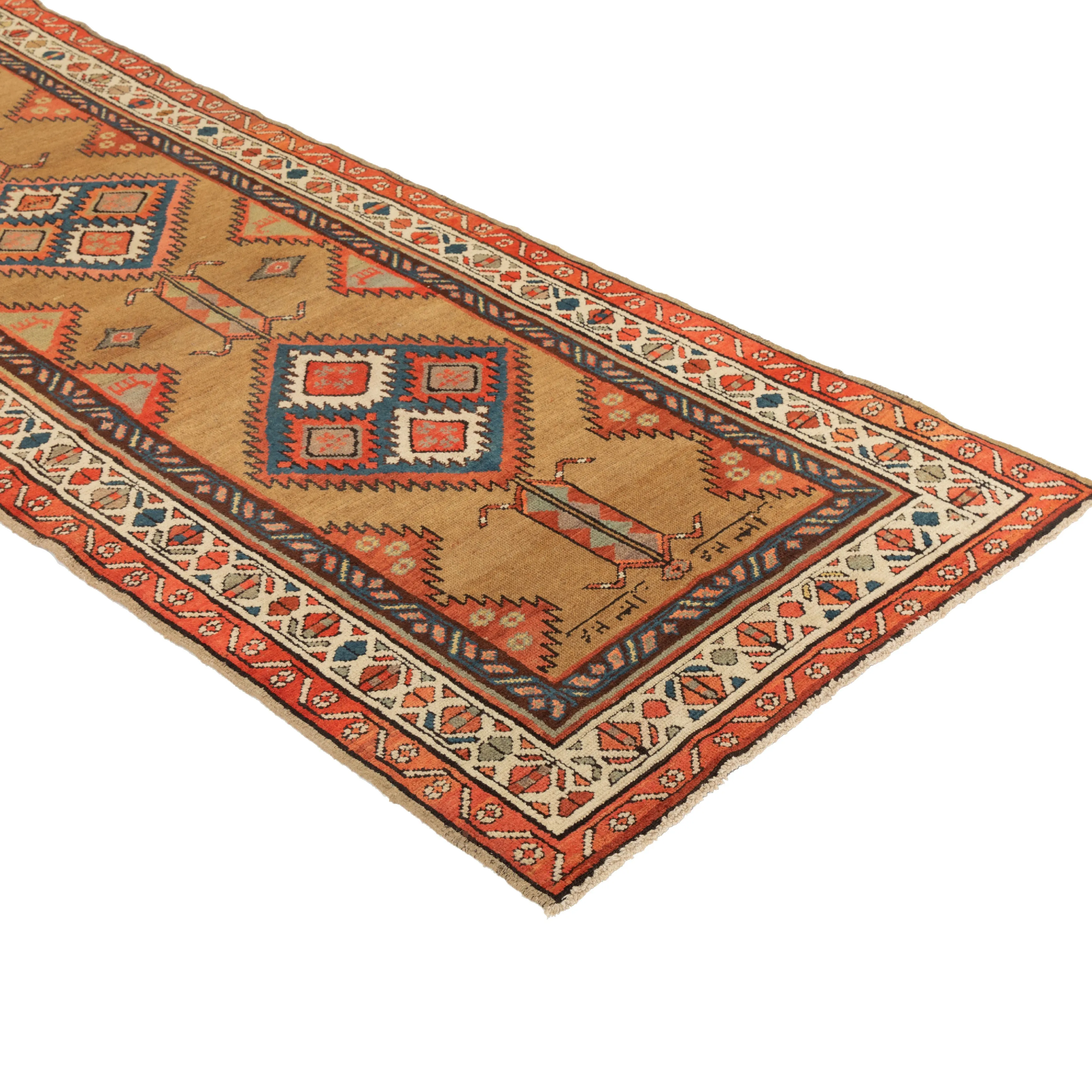 Ivory Antique Persian Sarab Runner - 3'5" x 10'3"