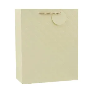 Ivory Diamond Embossed Gift Bag - 26cm x 32cm x 12cm