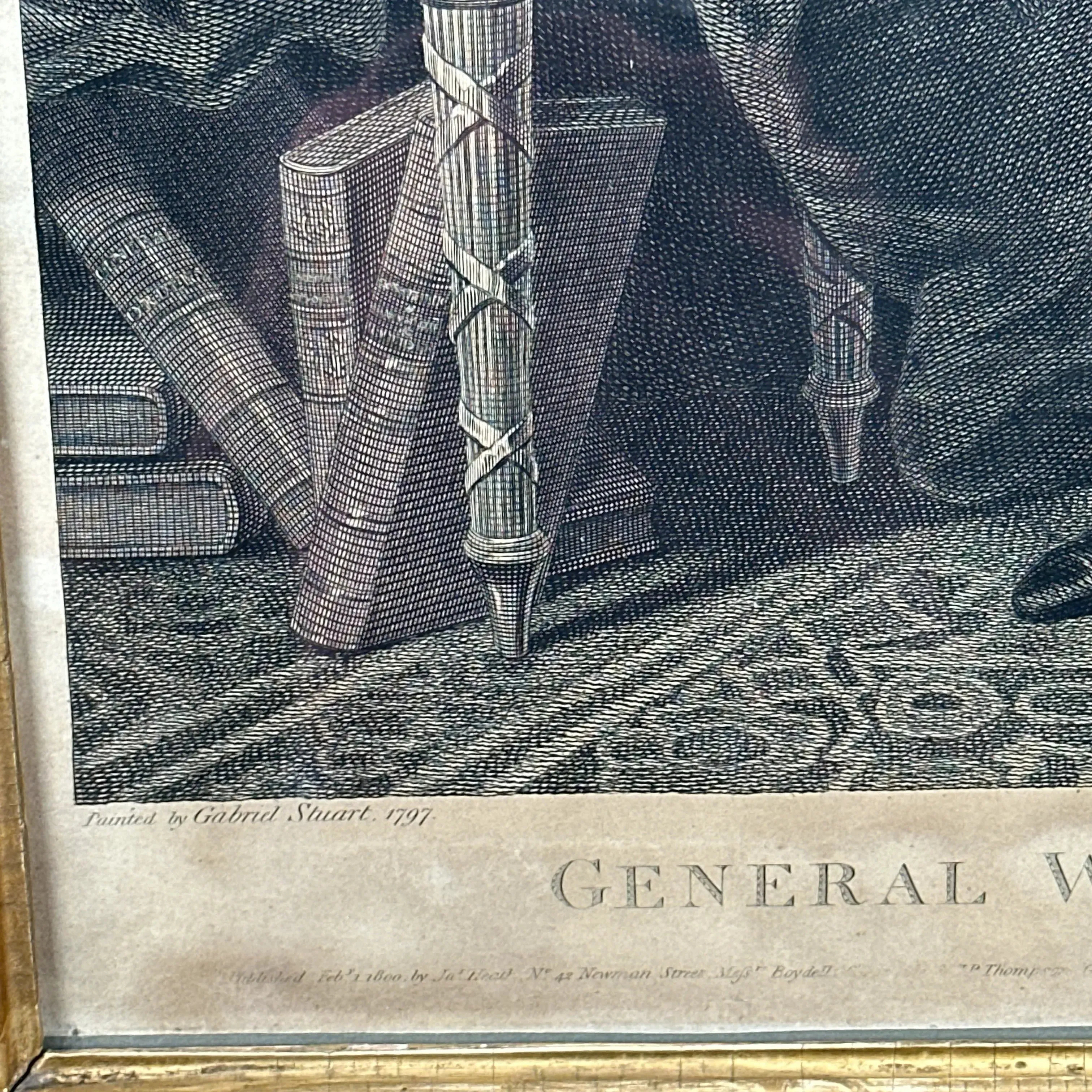 James Heath engraving of the George Washington Lansdowne Portrait — In an antique gold frame