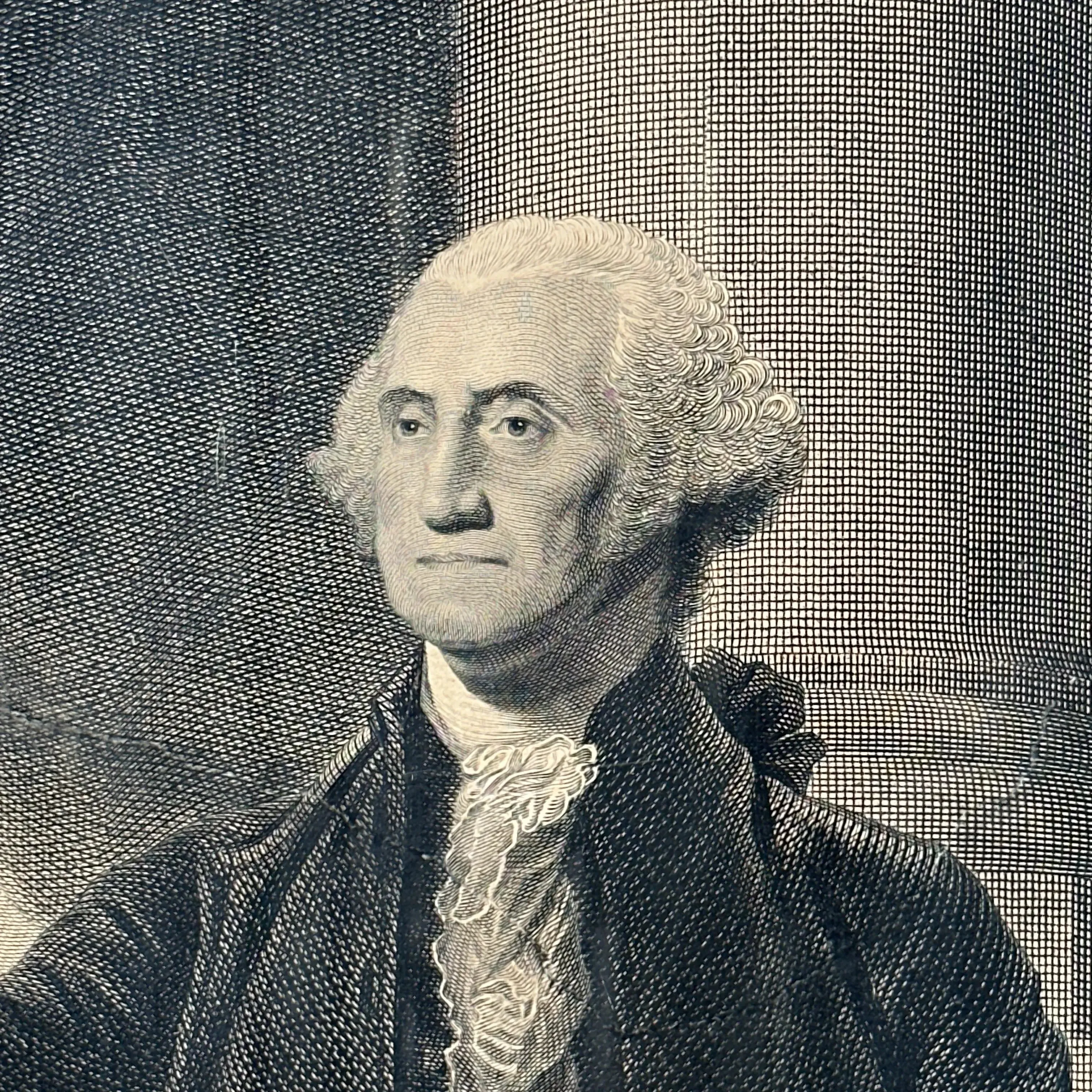 James Heath engraving of the George Washington Lansdowne Portrait — In an antique gold frame