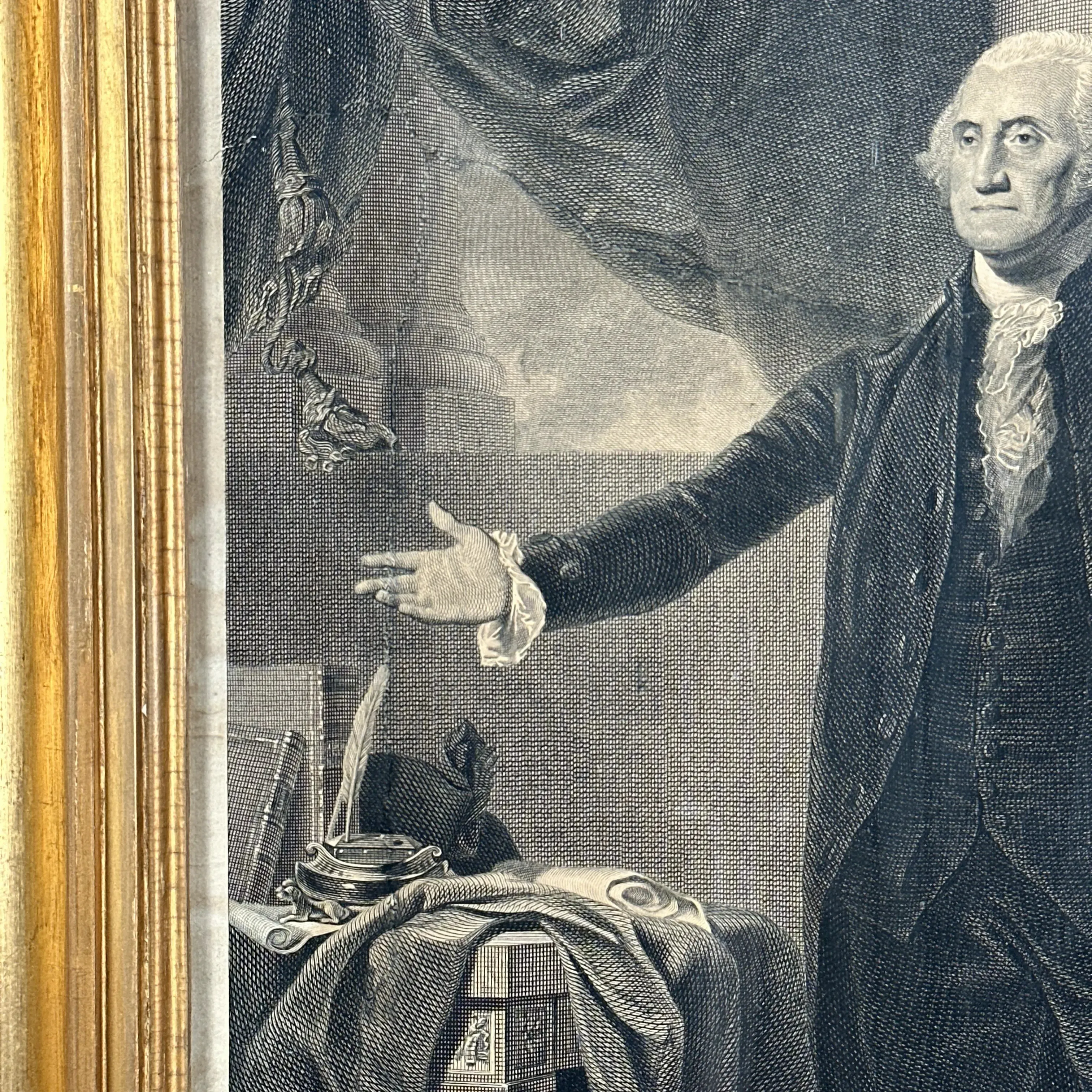 James Heath engraving of the George Washington Lansdowne Portrait — In an antique gold frame