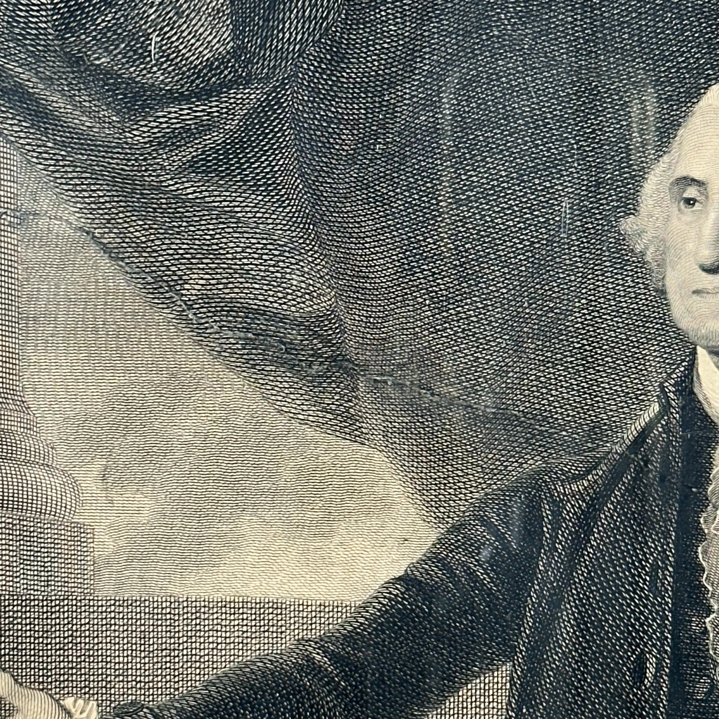 James Heath engraving of the George Washington Lansdowne Portrait — In an antique gold frame