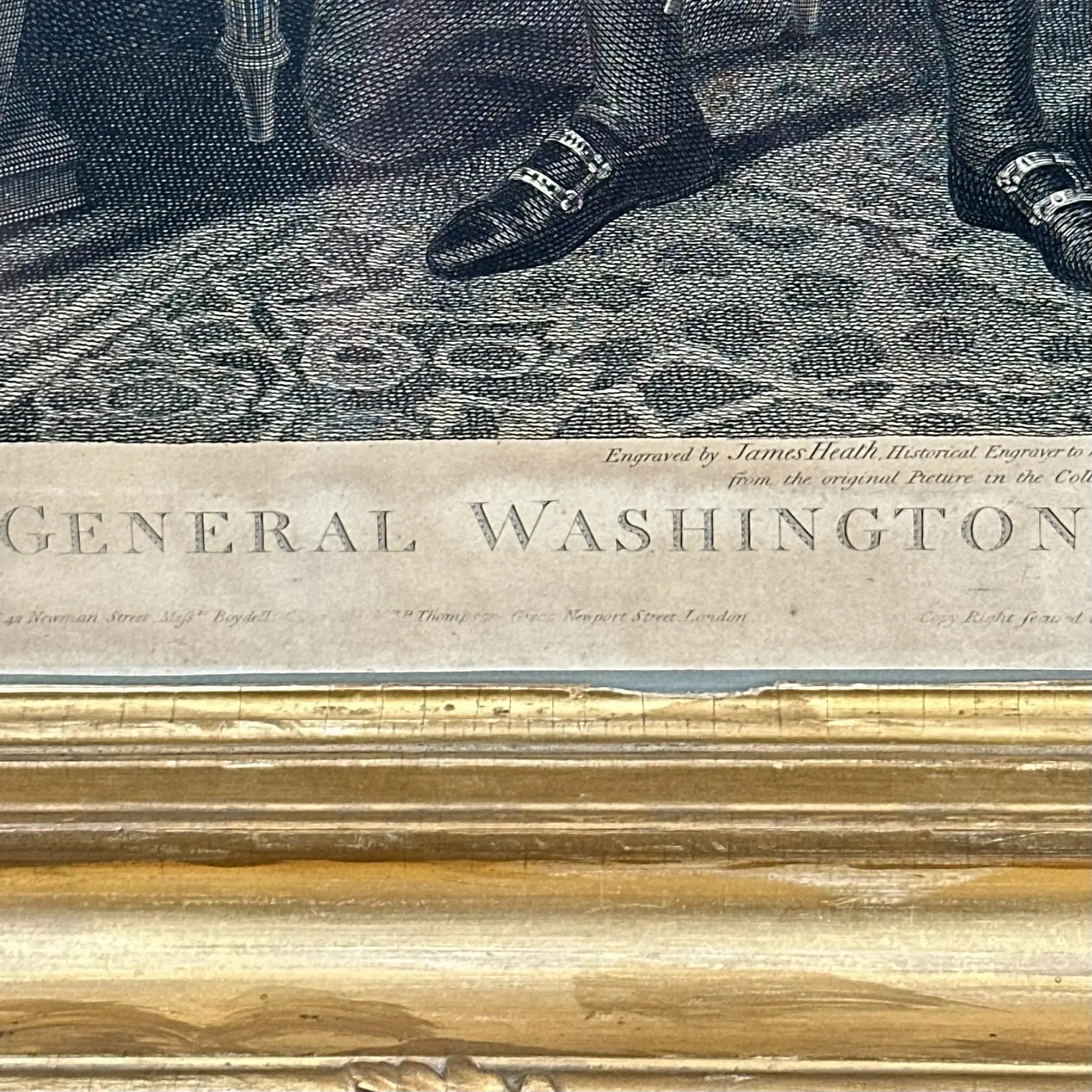 James Heath engraving of the George Washington Lansdowne Portrait — In an antique gold frame