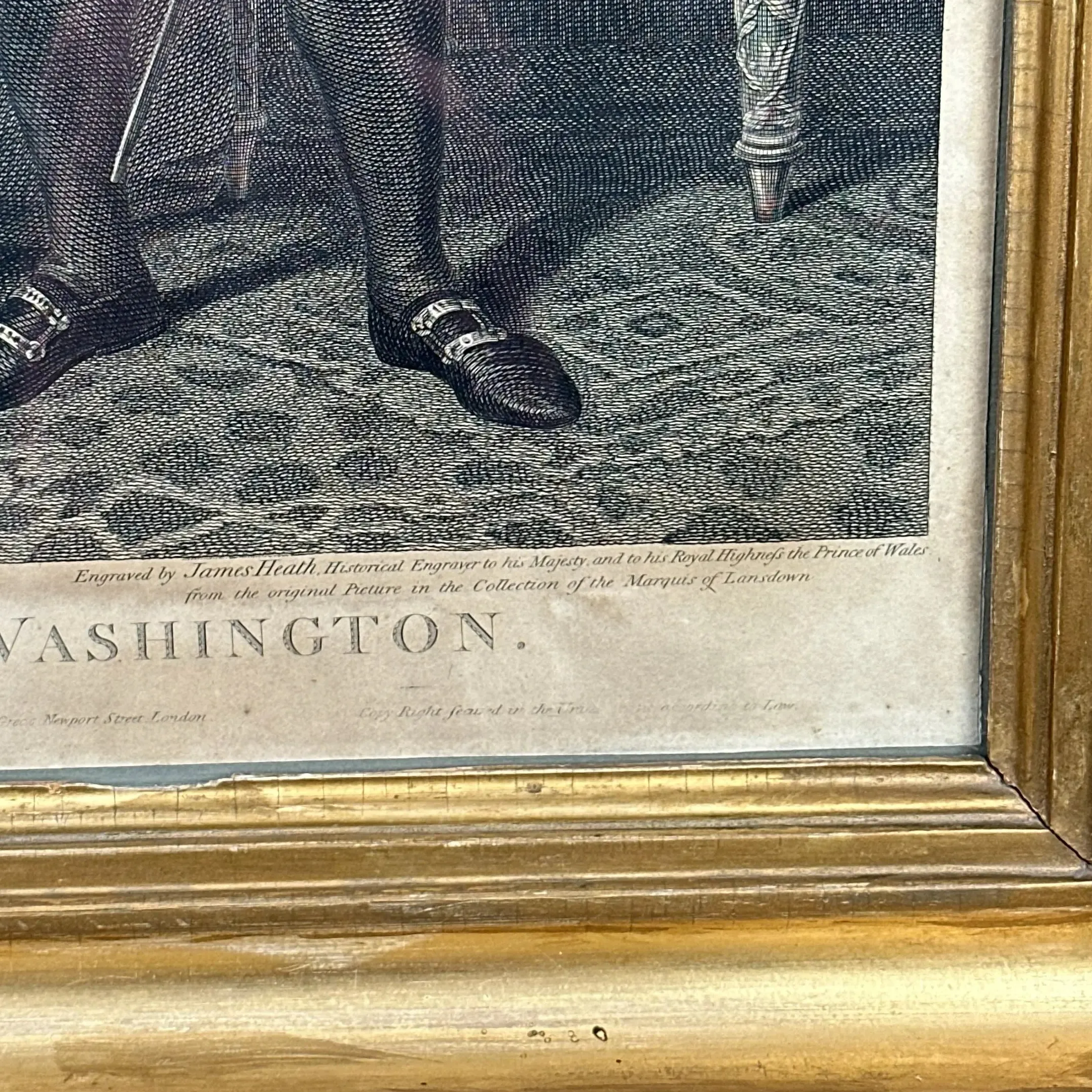 James Heath engraving of the George Washington Lansdowne Portrait — In an antique gold frame