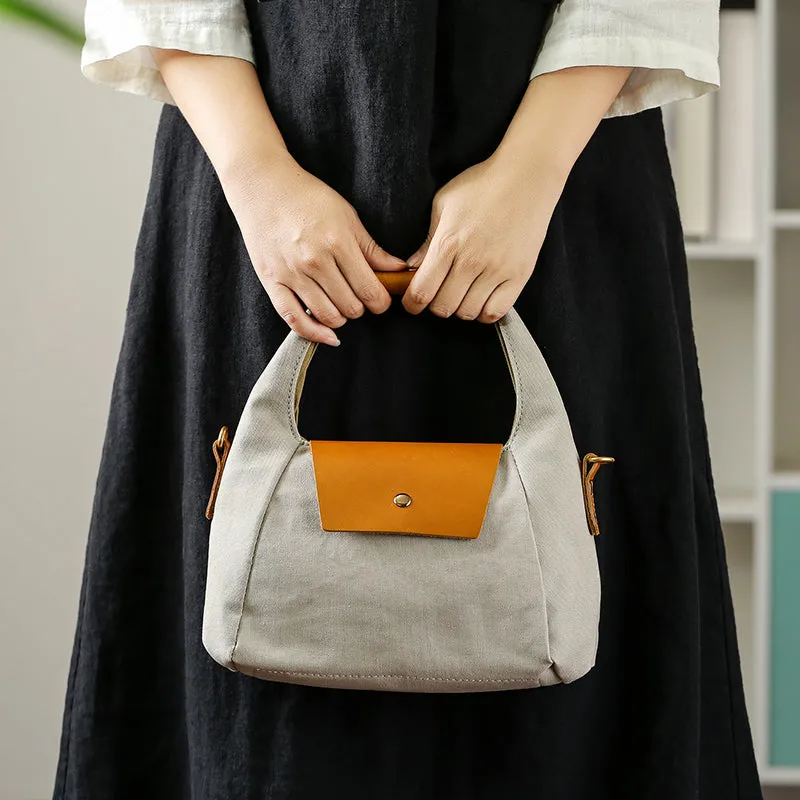 Khaki Womens Leather Canvas Shoulder Bags For Ladies Side Purse