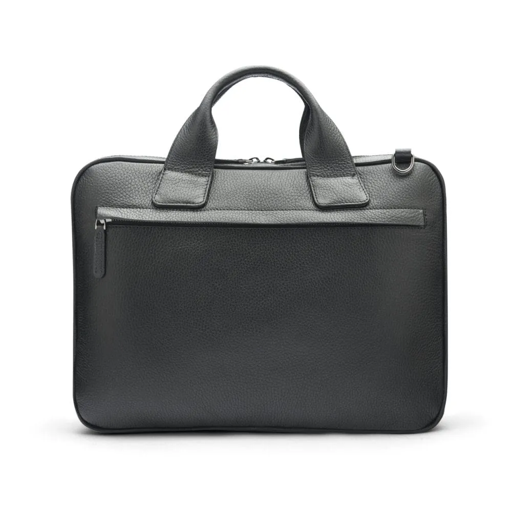 Kingston Leather 13" Laptop Briefcase - Black With Gunmetal