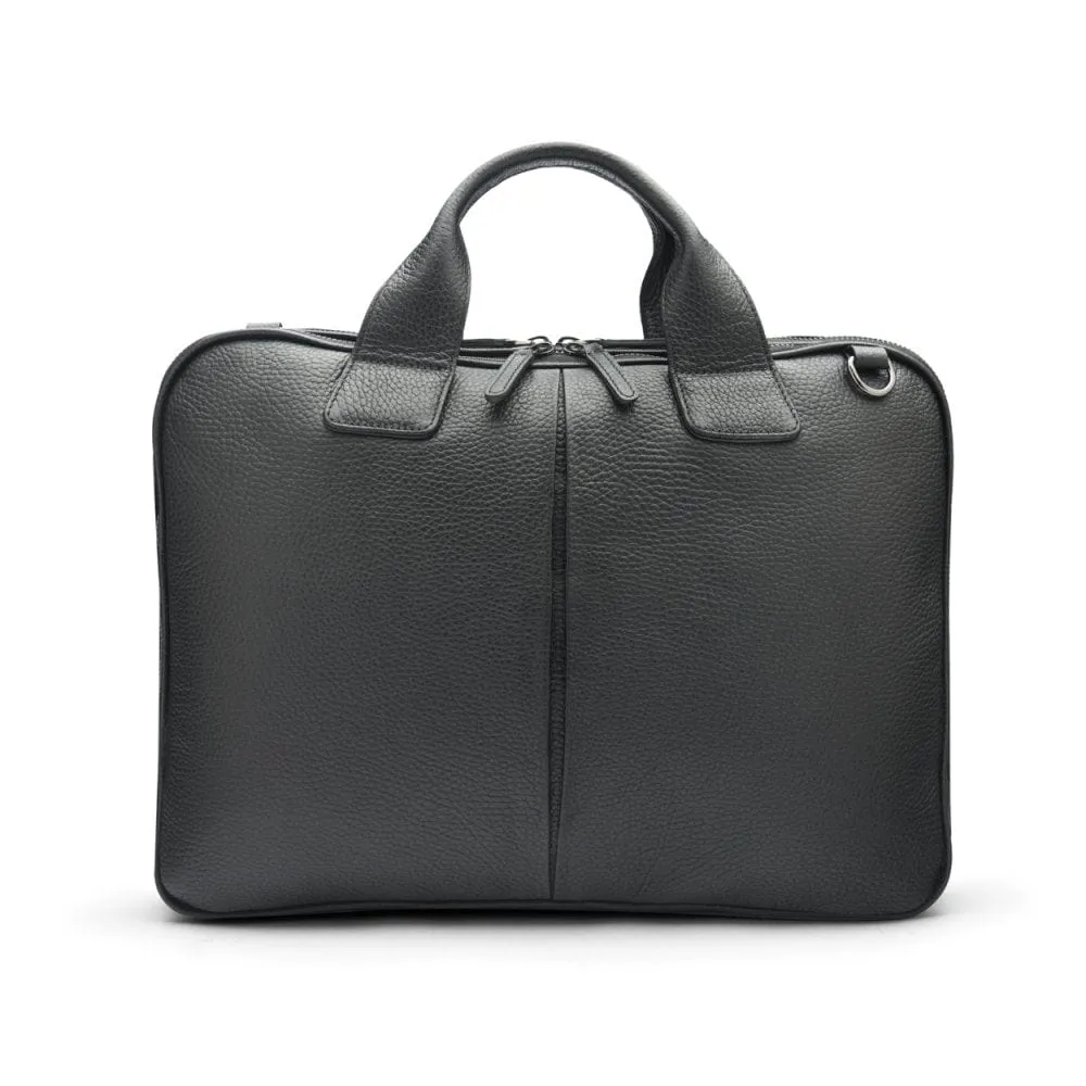 Kingston Leather 13" Laptop Briefcase - Black With Gunmetal