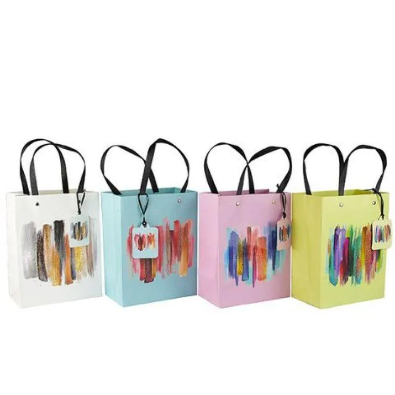 L Colour Paint Stroke Gift Bag - 26cm x 32cm x 12.5cm