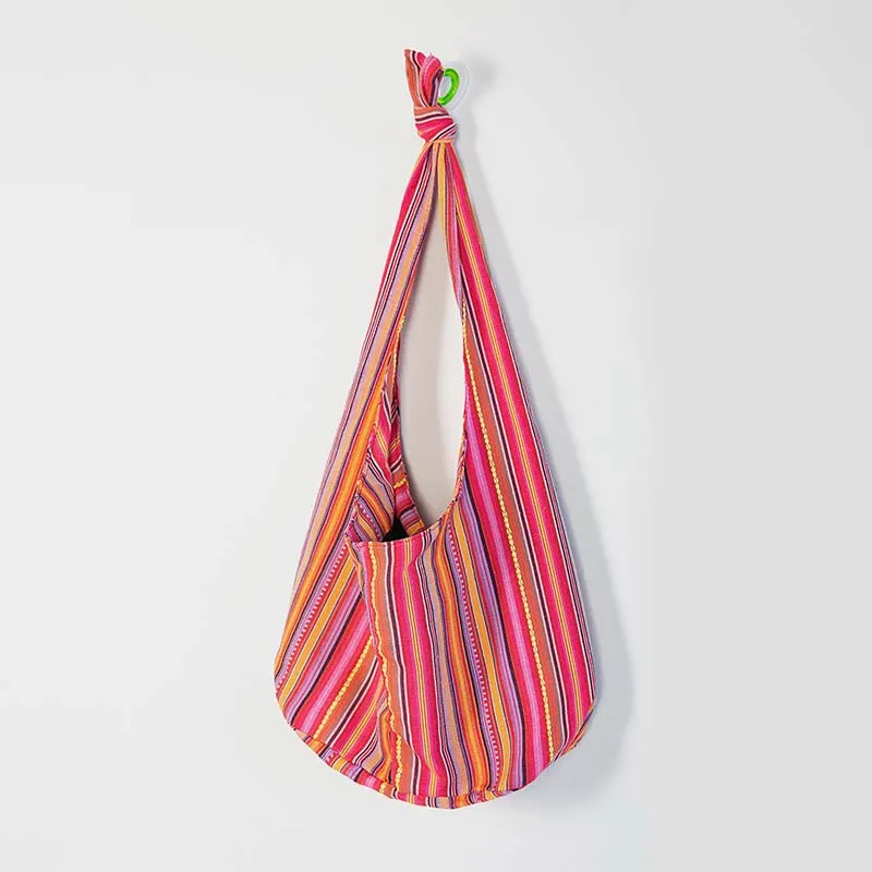 Large Jacquard Canvas Tote Stylish Student Crossbody Bag For Women