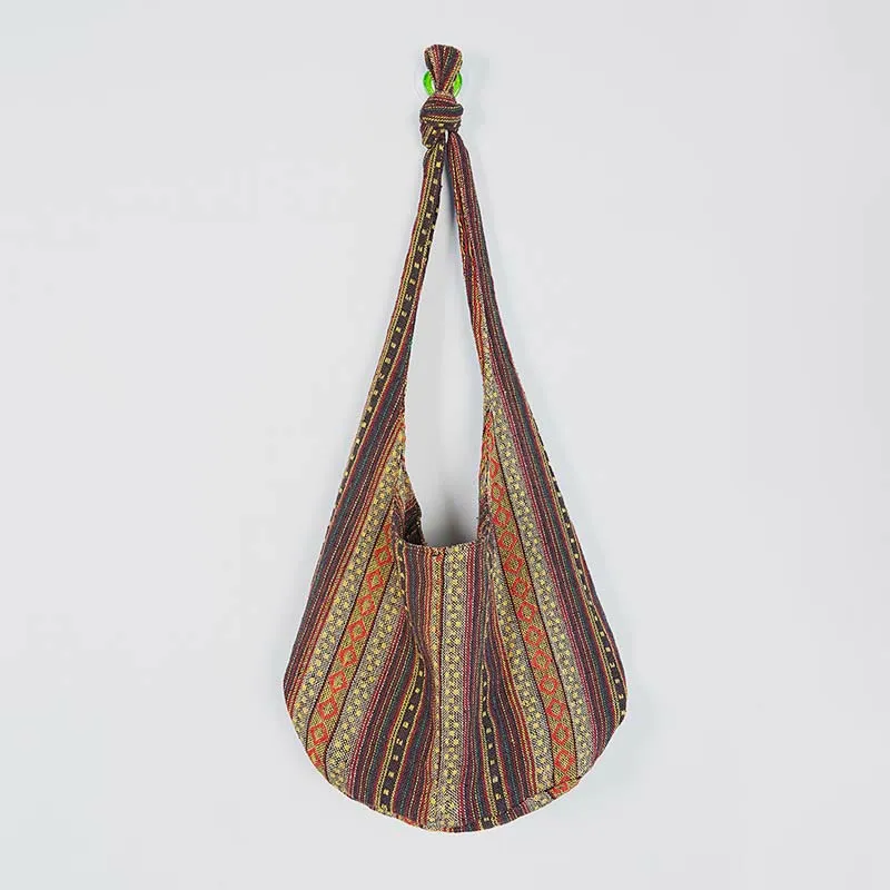 Large Jacquard Canvas Tote Stylish Student Crossbody Bag For Women