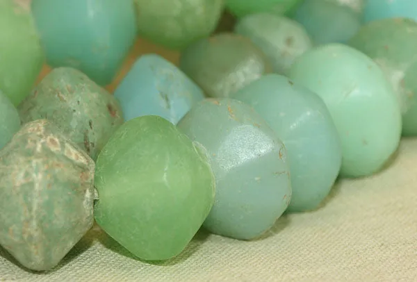Large Seafoam Green Vaseline Beads from the 1800s