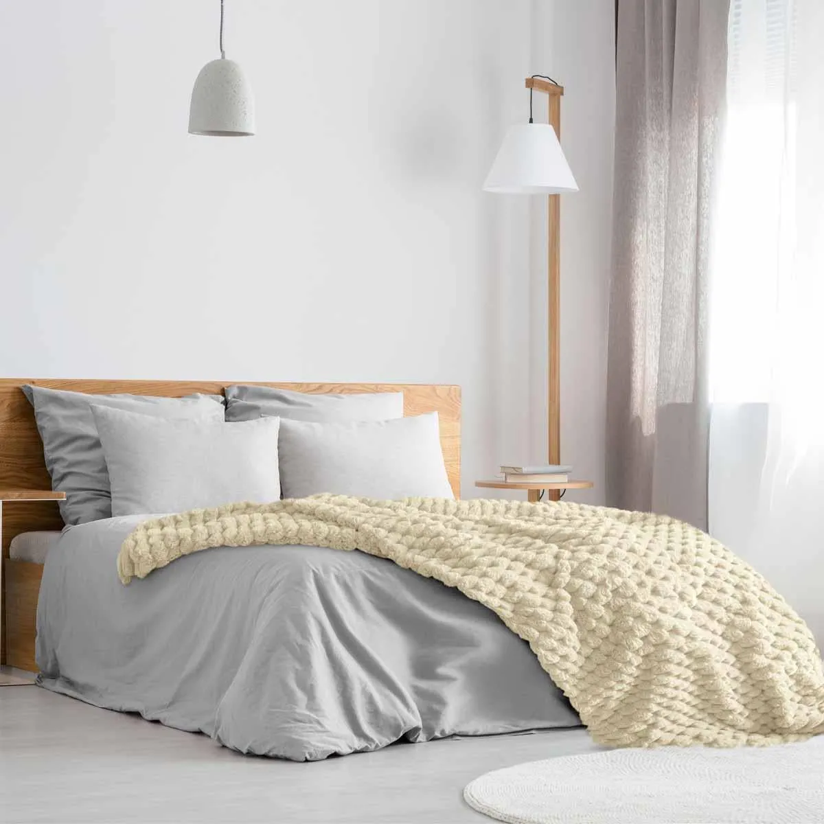 Lush Luxurious Fluffy Faux Rabbit Fur Throw Blanket