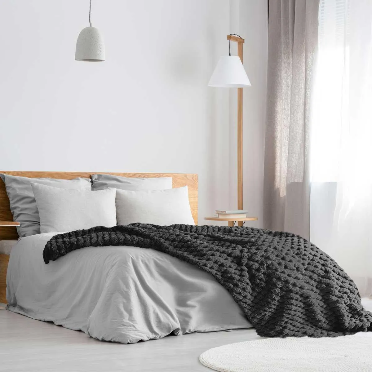 Lush Luxurious Fluffy Faux Rabbit Fur Throw Blanket