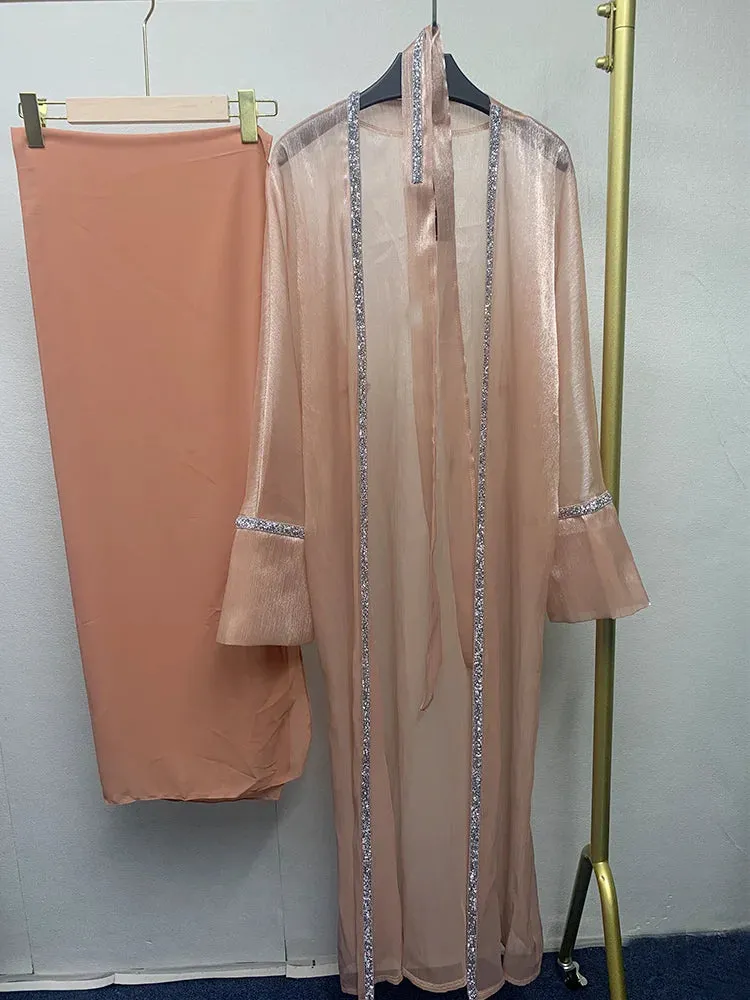 Luxurious Beaded Abaya Set with Belt