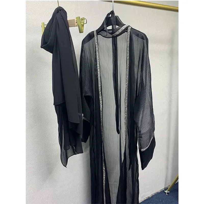 Luxurious Beaded Abaya Set with Belt