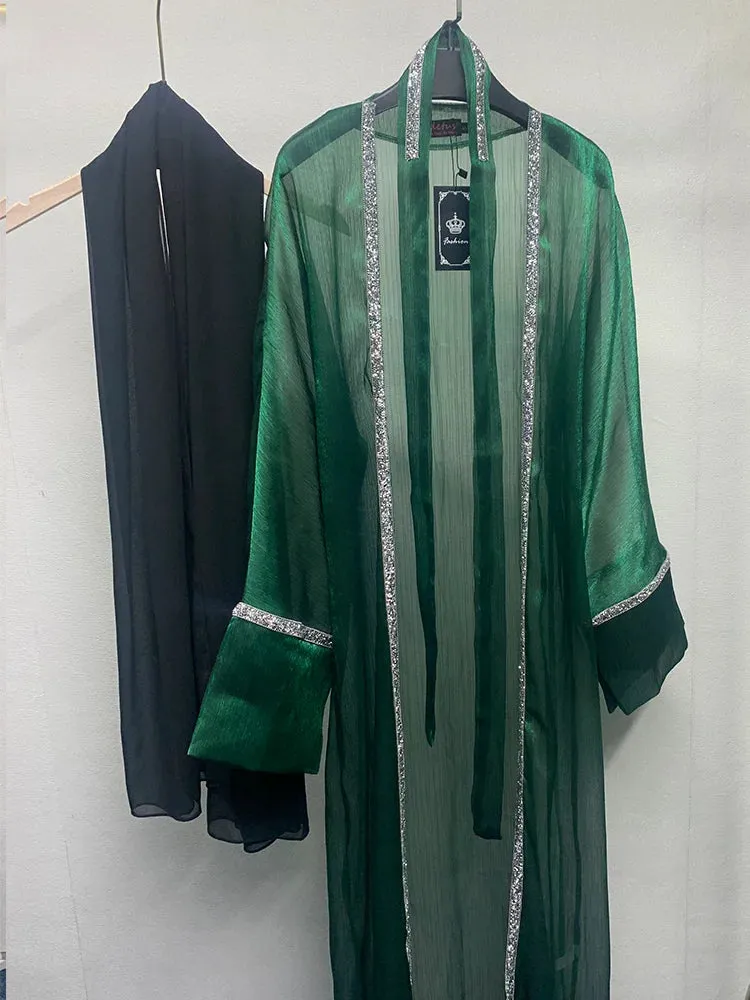 Luxurious Beaded Abaya Set with Belt