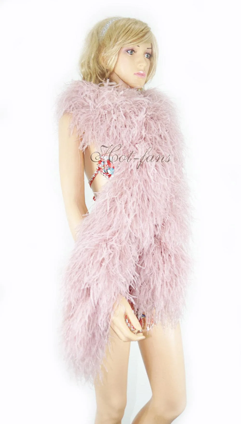 Luxurious Beige wood 12 Ply Ostrich Feather Boa