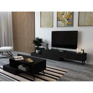 Luxurious Black TV and Center Table Set