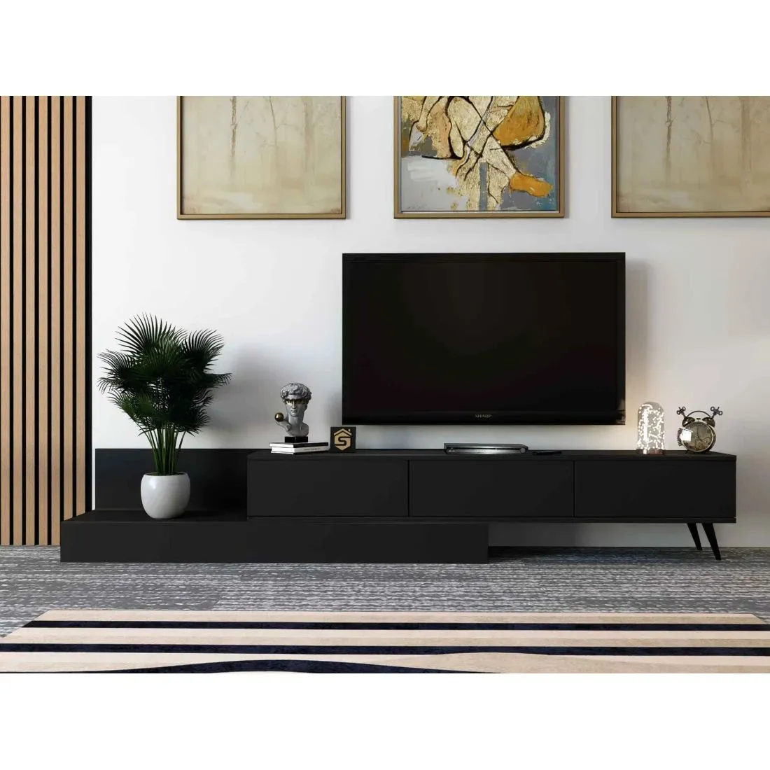 Luxurious Black TV and Center Table Set
