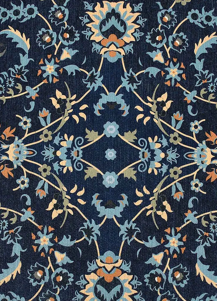 Luxurious Blue and Cream Rug
