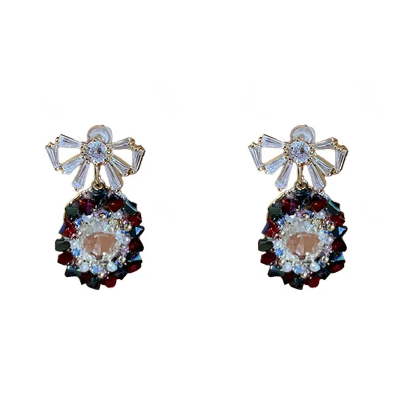 Luxurious Bowknot Bowknot Metal Zircon Inlay Earrings