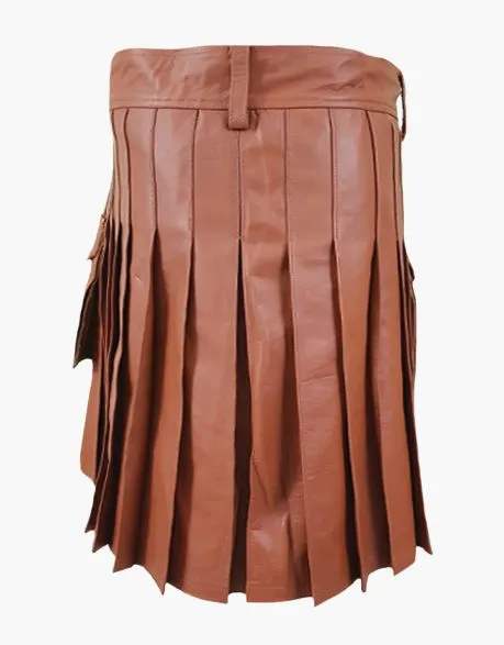 Luxurious Brown Leather Kilt - Brown Leather Kilt