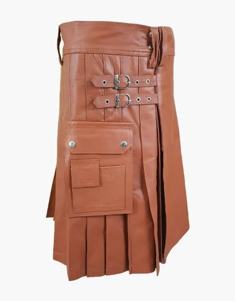 Luxurious Brown Leather Kilt - Brown Leather Kilt